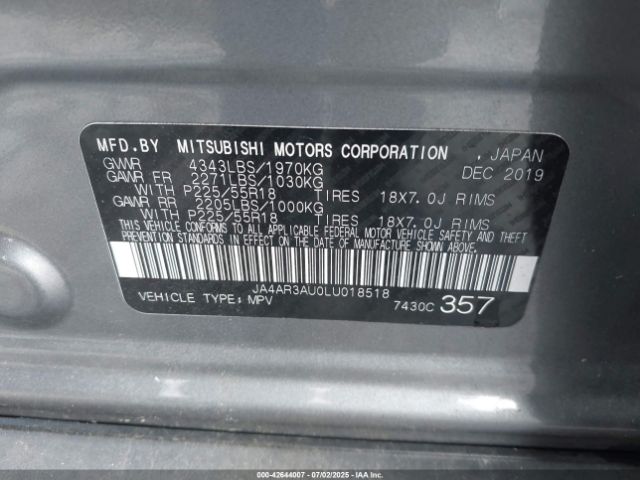 2020 MITSUBISHI OUTLANDER SPORT JA4AR3AU0LU018518 Photo 8