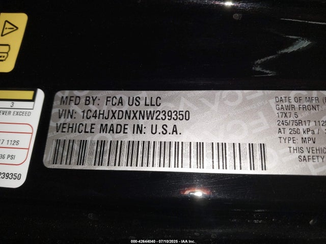 1C4HJXDNXNW239350 Jeep Wrangler