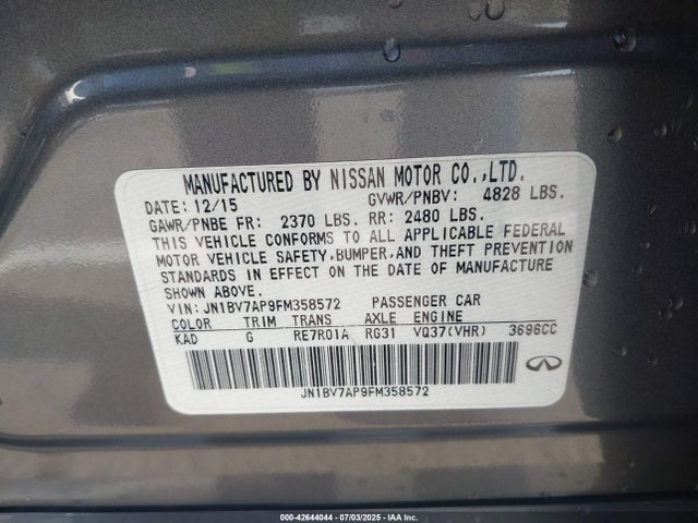 Infiniti Q50 2015 JN1BV7AP9FM358572 Image 9