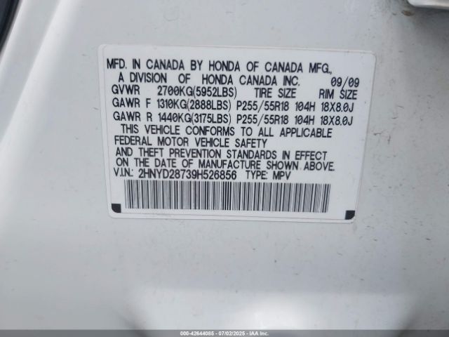 2009 ACURA MDX 2HNYD28739H526856 Photo 8
