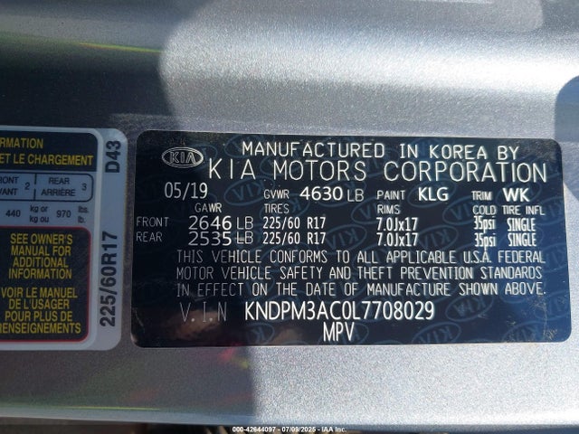 KIA gdi theta ii 2020 KNDPM3AC0L7708029 Image 9