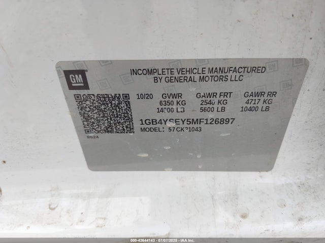 1GB4YSEY5MF126897 Chevrolet l5p - di, duramax, gen 5, var. 1