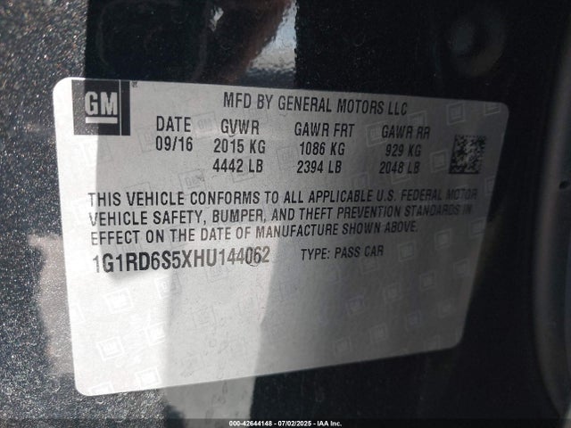 1G1RD6S5XHU144062 Chevrolet l3a - di: direct injectio, vvt: variable valve timing, hybrid, gen 1