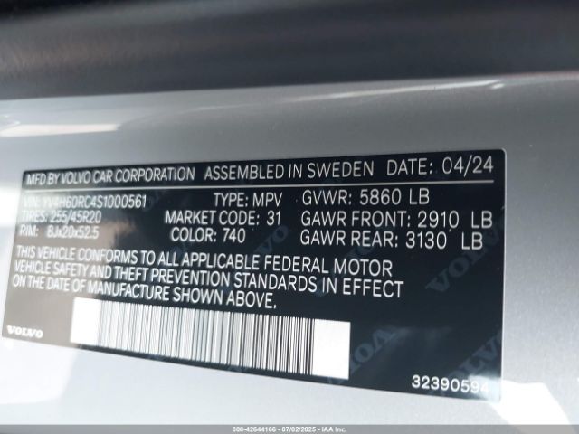 2025 VOLVO XC60 PLUG-IN HYBRID YV4H60RC4S1000561 Photo 8