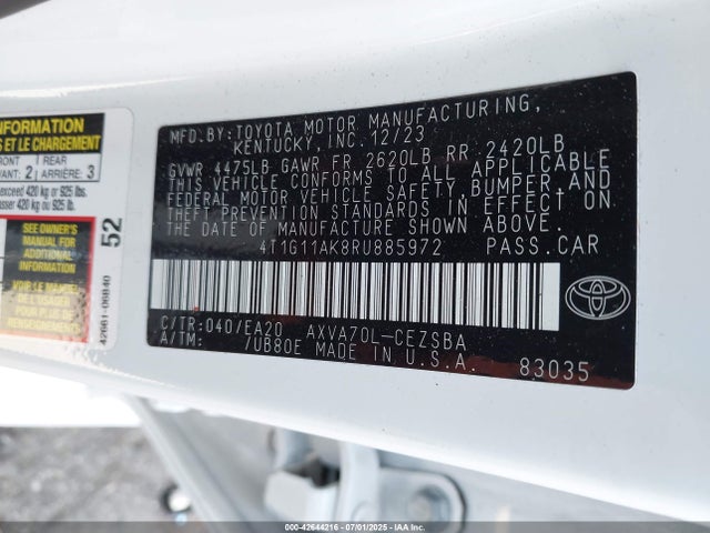 4T1G11AK8RU885972 Toyota a25a-fks