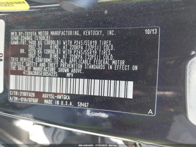 Toyota 1ar-fe 2014 4T3BA3BB5EU054225 Image 9