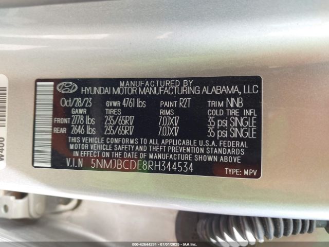 2024 HYUNDAI TUCSON 5NMJBCDE8RH344534 Photo 8