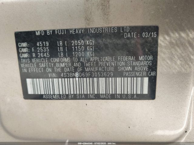 2015 SUBARU LEGACY 4S3BNBD69F3053629 Photo 8