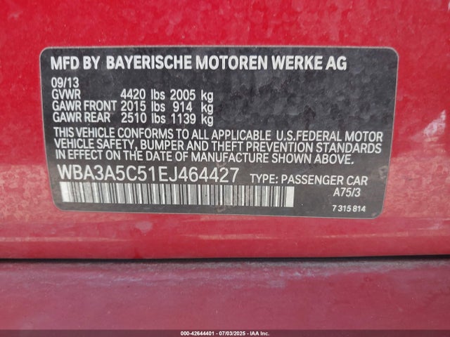 WBA3A5C51EJ464427 BMW 2014