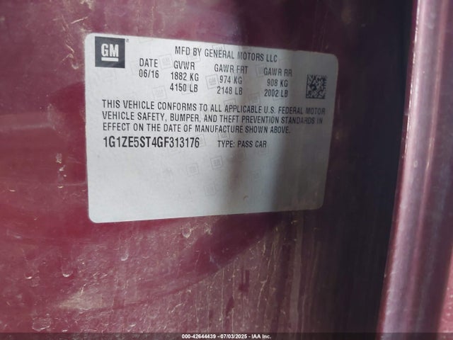 1G1ZE5ST4GF313176 Chevrolet lfv - di: direct injection, vvt, gen1 gmna