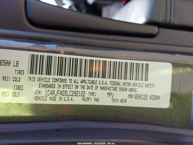 1C4RJFAG5LC292122 Jeep Grand Cherokee