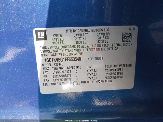1GC1KVEG1FF553540 Chevrolet l96