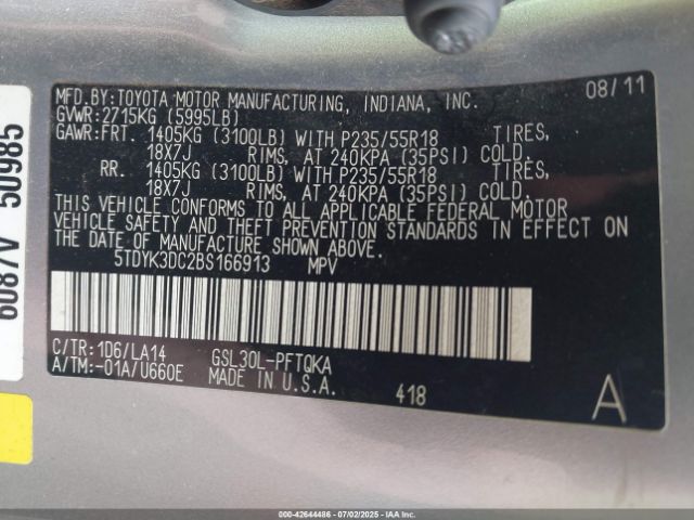 2011 TOYOTA SIENNA 5TDYK3DC2BS166913 Photo 8