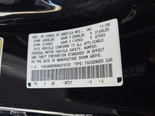 2009 ACURA TL 19UUA86599A015153 Photo 8