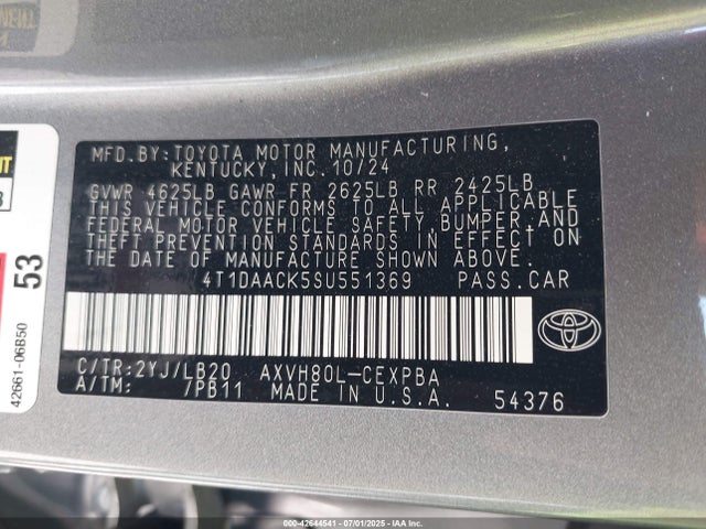 Toyota a25a-fxs 2025 4T1DAACK5SU551369 Image 9