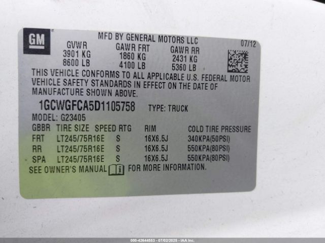 2013 CHEVROLET EXPRESS 2500 1GCWGFCA5D1105758 Photo 8