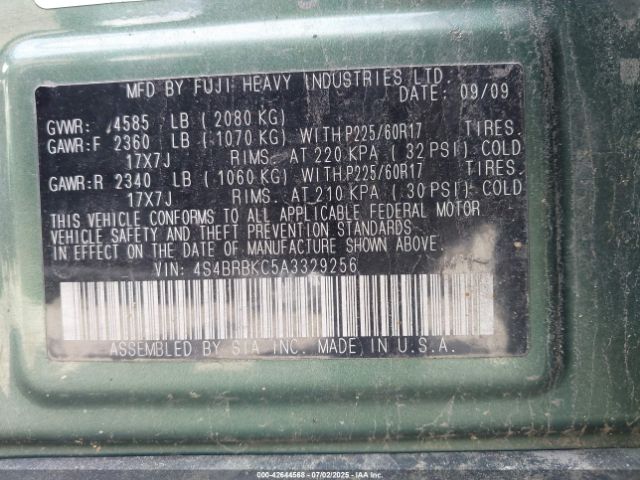 2010 SUBARU OUTBACK 4S4BRBKC5A3329256 Photo 8