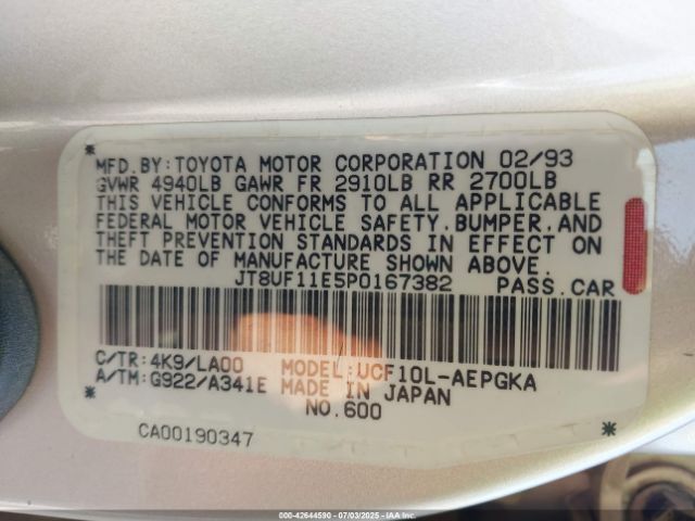 1993 LEXUS LS JT8UF11E5P0167382 Photo 8