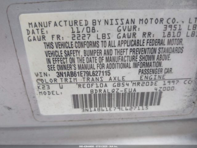 2009 NISSAN SENTRA 3N1AB61E79L627115 Photo 8