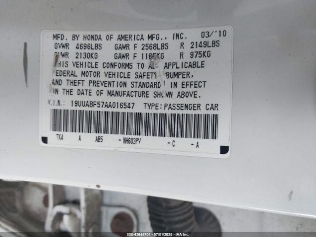 2010 ACURA TL 19UUA8F57AA016547 Photo 8