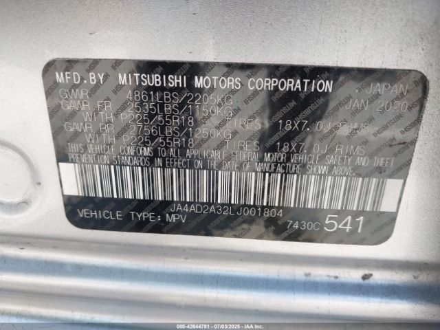 2020 MITSUBISHI OUTLANDER JA4AD2A32LJ001804 Photo 8