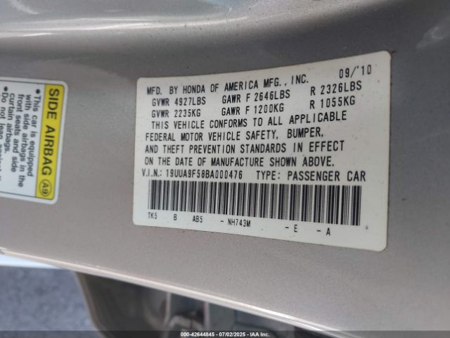 2011 ACURA TL 19UUA9F58BA000476 Photo 8