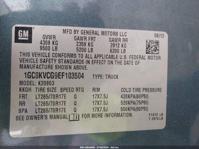 1GC0KVCG9EF103504 Chevrolet l96