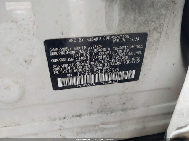 JF2SKAJC6LH535679 Subaru naturally aspirated u5