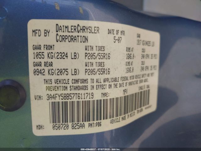 2007 CHRYSLER PT CRUISER 3A4FY58B57T611719 Photo 8