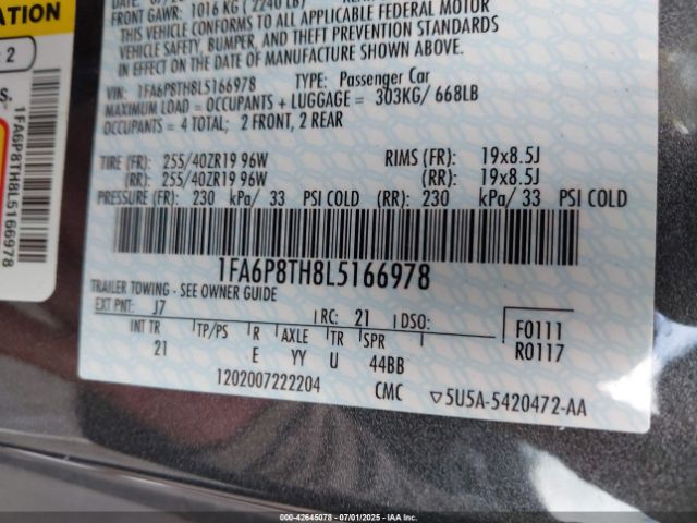 2020 FORD MUSTANG 1FA6P8TH8L5166978 Photo 8