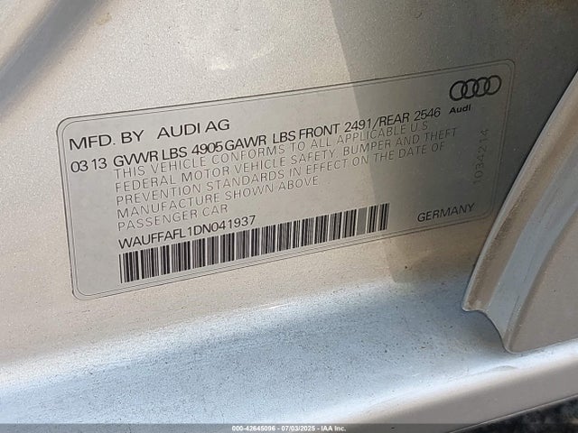 2013 AUDI A4 WAUFFAFL1DN041937 Photo 8
