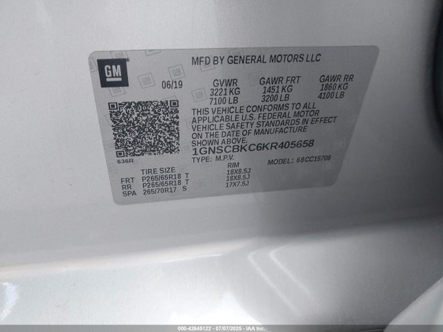 Chevrolet l83 - spark ignited direct injection, variable valve timing, afm, e85 max, alum 2019 1GNSCBKC6KR405658 Image 9