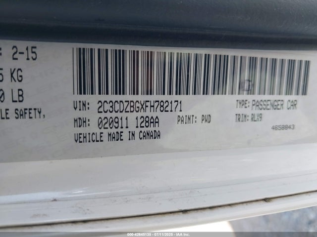 2C3CDZBGXFH782171 Dodge 2015