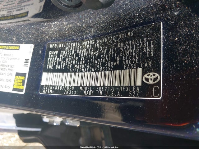 Toyota 2zr-fae 2022 5YFEPMAE2NP286157 Image 9