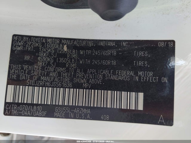 5TDJZRFH6JS561636 Toyota 2gr-fks