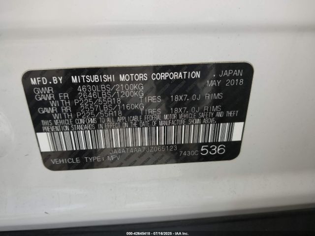 2018 MITSUBISHI ECLIPSE CROSS JA4AT4AA7JZ065123 Photo 8