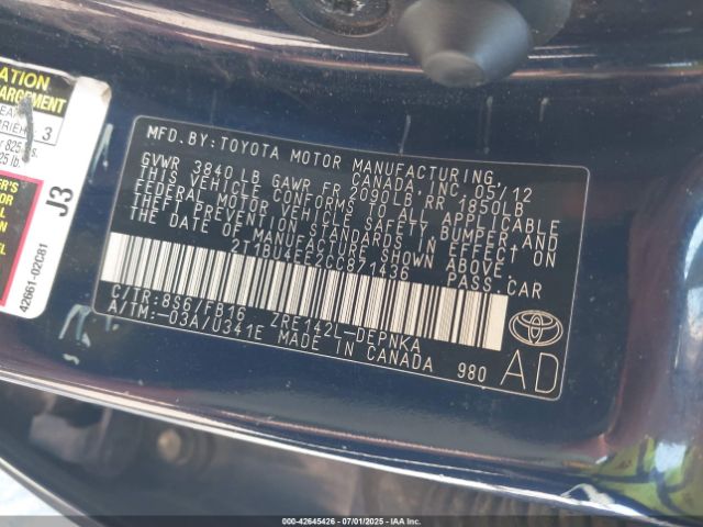 2012 TOYOTA COROLLA 2T1BU4EE2CC871436 Photo 8