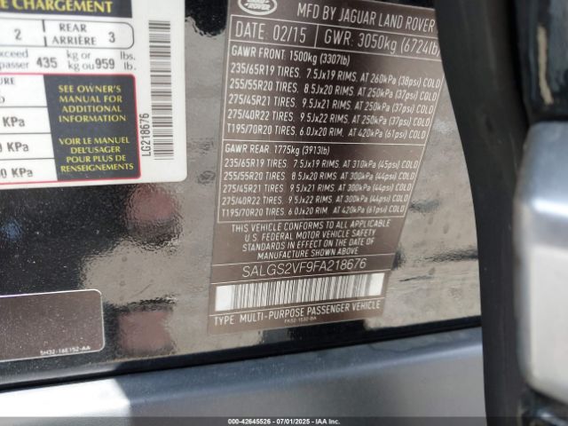 2015 LAND ROVER RANGE ROVER SALGS2VF9FA218676 Photo 8
