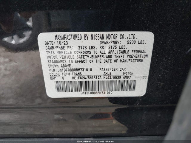 Nissan motor 2024 JN1DF0BB8RM731010 Image 9