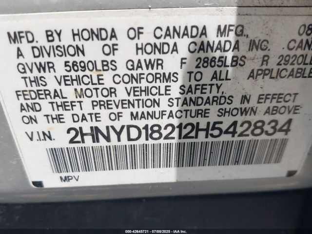 2002 ACURA MDX 2HNYD18212H542834 Photo 8