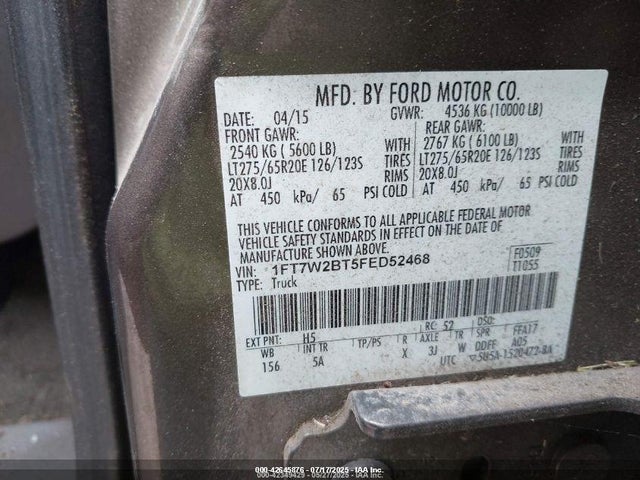 Ford F-250 2015 1FT7W2BT5FED52468 Image 9