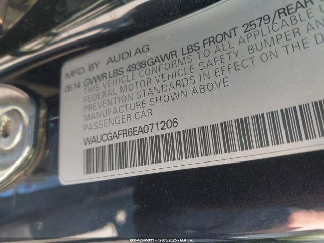 2014 AUDI S5 WAUCGAFR6EA071206 Photo 8