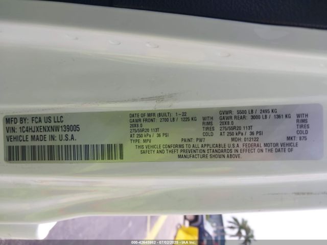 2022 JEEP WRANGLER UNLIMITED 1C4HJXENXNW139005 Photo 8
