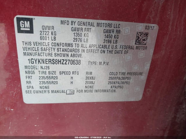 2017 CADILLAC XT5 1GYKNERS8HZ270638 Photo 8