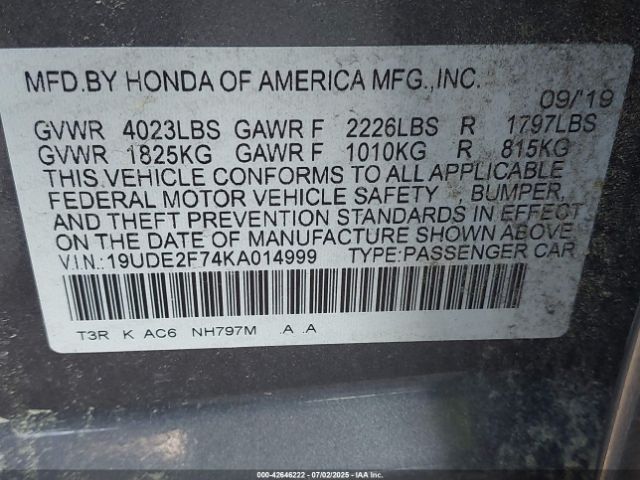 2019 ACURA ILX 19UDE2F74KA014999 Photo 8