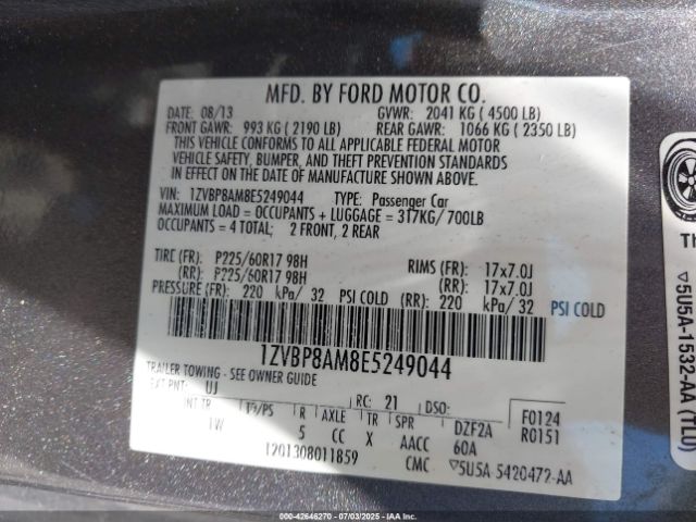 2014 FORD MUSTANG 1ZVBP8AM8E5249044 Photo 8