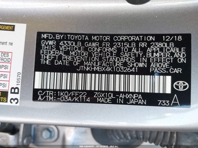 JTNKHMBX4K1032641 Toyota 3zr-fae