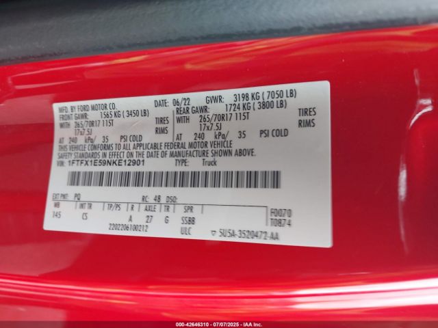 2022 FORD F-150 1FTFX1E59NKE12901 Photo 8