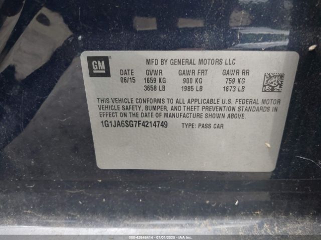2015 CHEVROLET SONIC 1G1JA6SG7F4214749 Photo 8