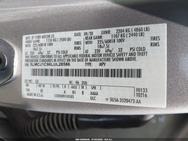 2020 LINCOLN CORSAIR 5LMCJ1C96LUL28586 Photo 8